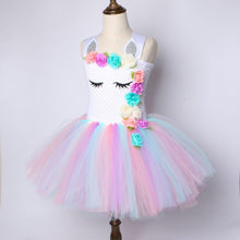Load image into Gallery viewer, Girls Unicorn Rainbow Dress For Girls Tutu Flower Princess Dress Kids Halloween