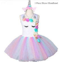 Load image into Gallery viewer, Girls Unicorn Rainbow Dress For Girls Tutu Flower Princess Dress Kids Halloween