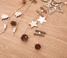 Load image into Gallery viewer, Wooden Christmas Ornaments Wood Star Pendants Pine Cone Christmas Tree Drop Ornaments Xmas Decor Christmas Decoration for Home