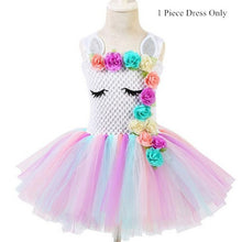 Load image into Gallery viewer, Girls Unicorn Rainbow Dress For Girls Tutu Flower Princess Dress Kids Halloween