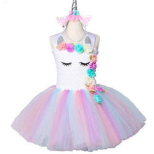 Load image into Gallery viewer, Girls Unicorn Rainbow Dress For Girls Tutu Flower Princess Dress Kids Halloween
